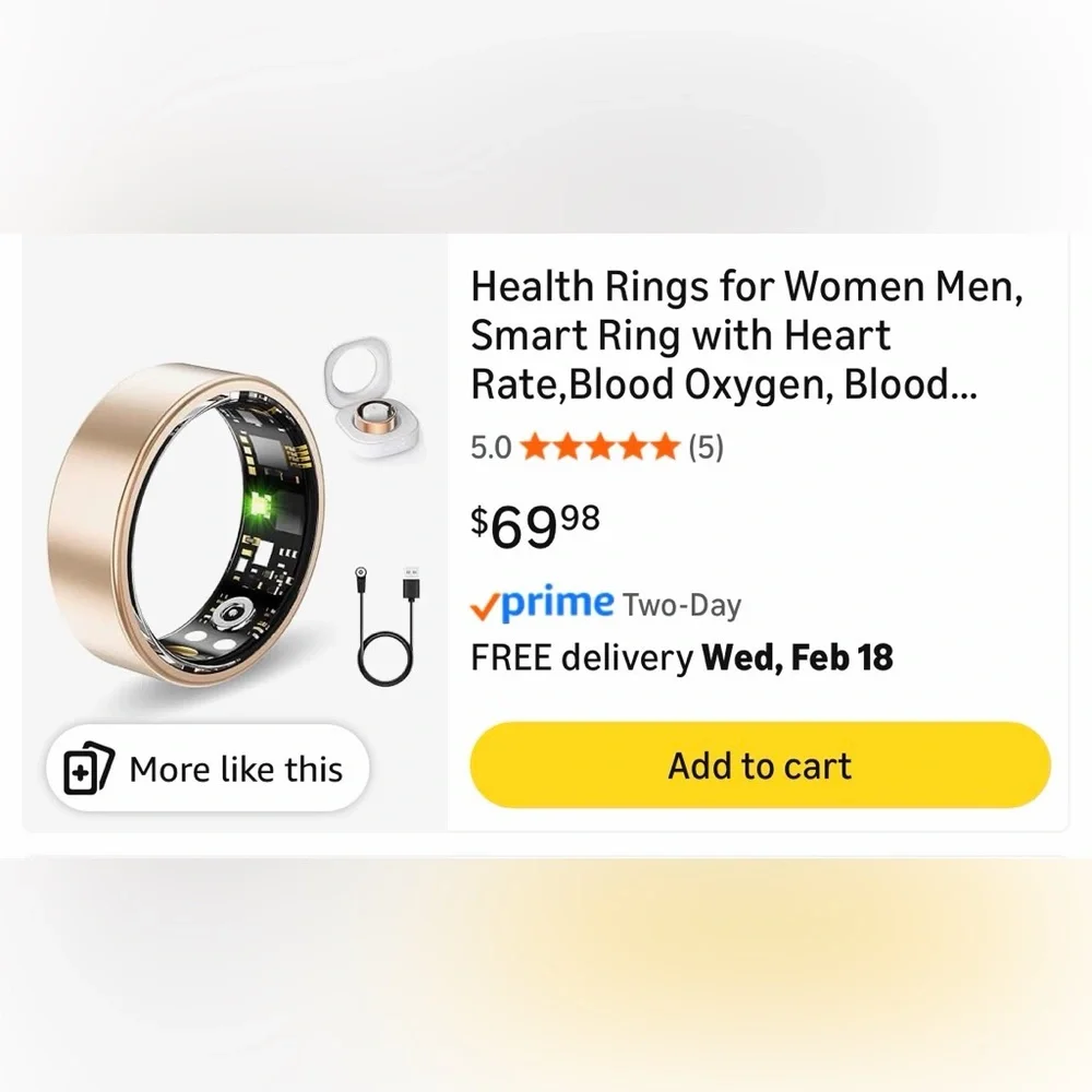 Amazon Smart Ring Charger-Compatible Gold Tone Ring